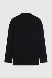 ELLIS TUCK STITCH OVERSIZED POLO - BLACK