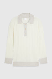 ELLIS TUCK STITCH OVERSIZED POLO - OATMEAL