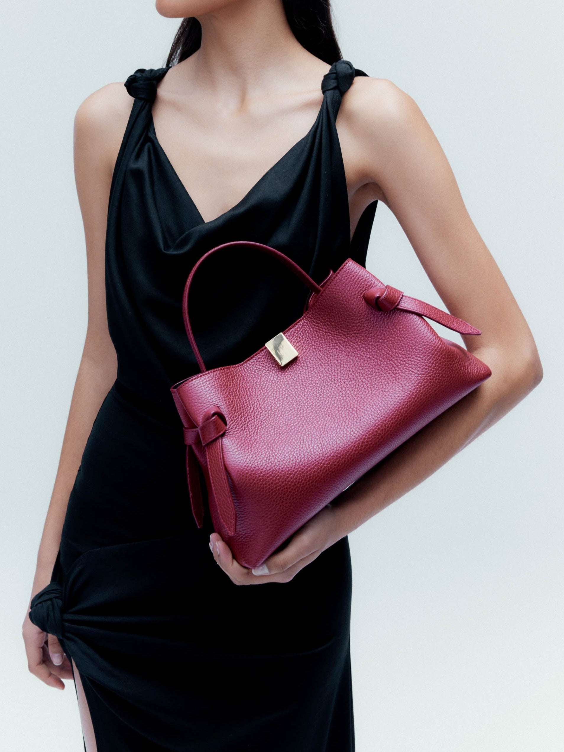 GYOZA - CRANBERRY PEBBLE GRAINED LEATHER