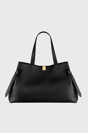 GYOZA TOTE - BLACK PEBBLE GRAINED LEATHER
