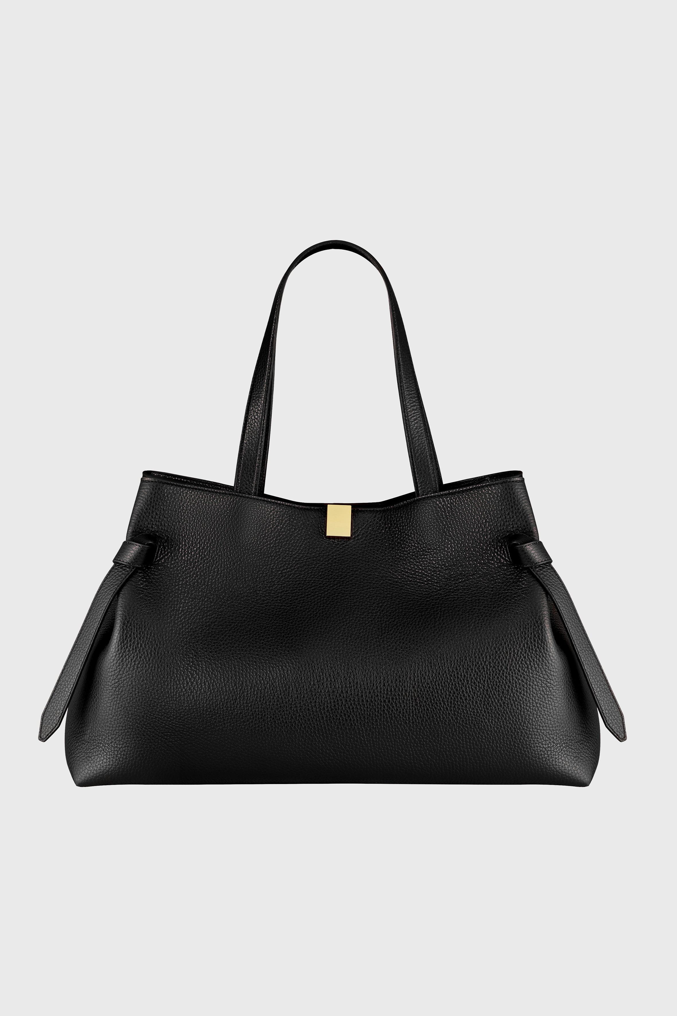 GYOZA TOTE - BLACK PEBBLE GRAINED LEATHER