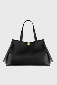 GYOZA TOTE - BLACK PEBBLE GRAINED LEATHER