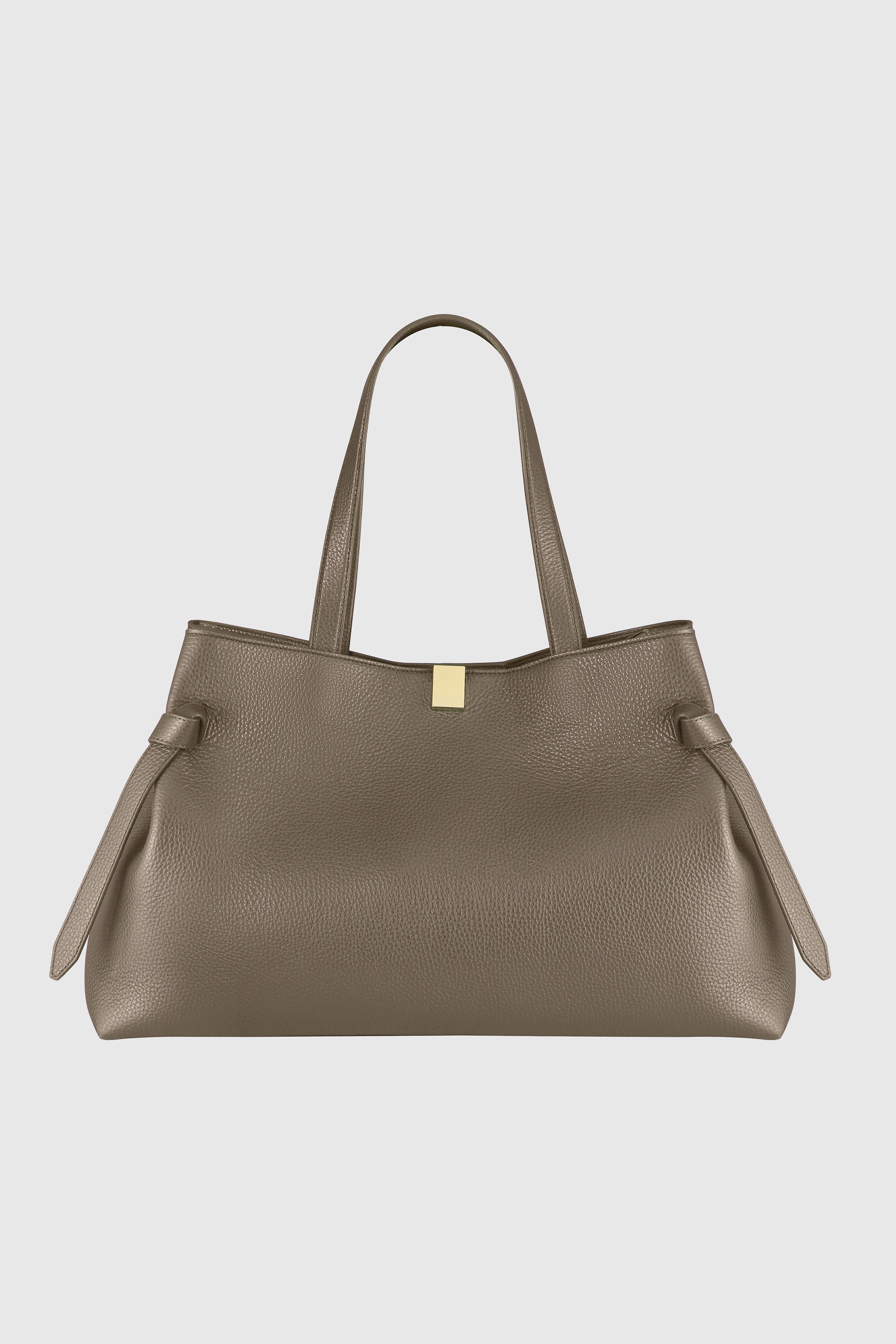 GYOZA TOTE - TAUPE PEBBLE GRAINED LEATHER
