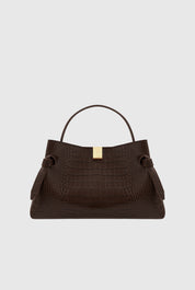 GYOZA - EMBOSSED ESPRESSO CROC LEATHER