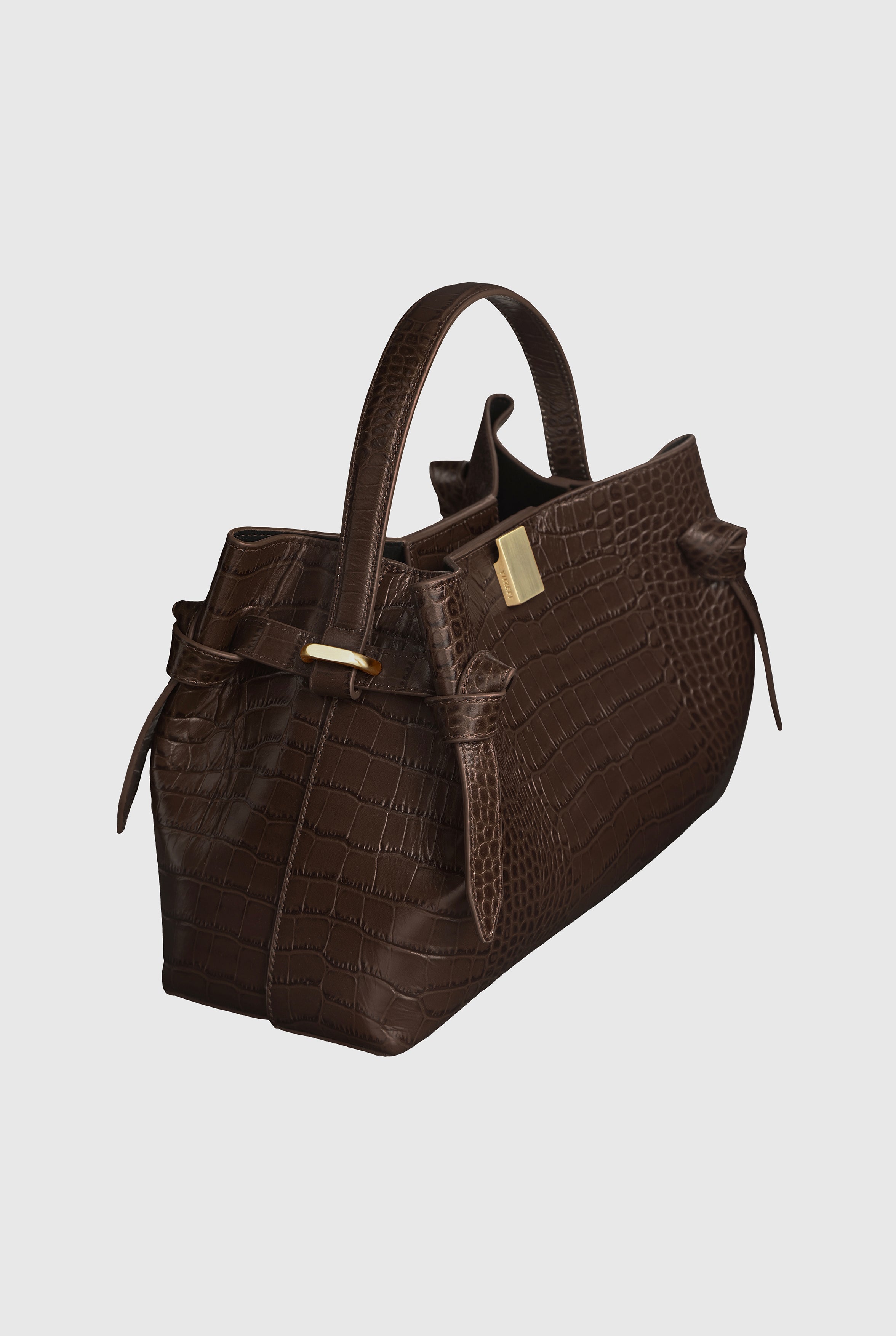 GYOZA - EMBOSSED ESPRESSO CROC LEATHER