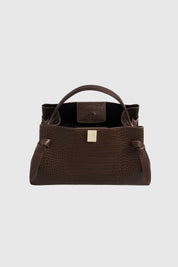 GYOZA - EMBOSSED ESPRESSO CROC LEATHER