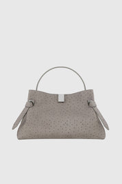 GYOZA - EMBOSSED GREY OSTRICH LEATHER