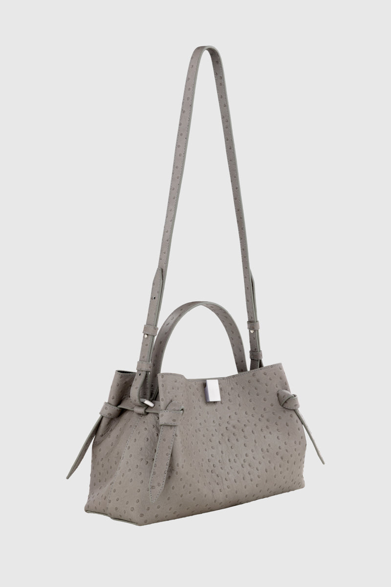 GYOZA - EMBOSSED GREY OSTRICH LEATHER