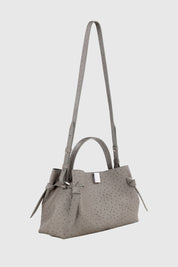 GYOZA - EMBOSSED GREY OSTRICH LEATHER