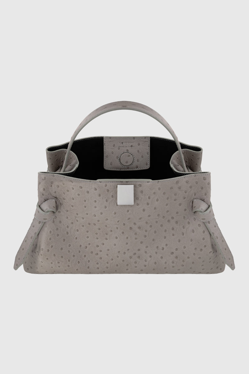 GYOZA - EMBOSSED GREY OSTRICH LEATHER