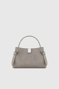 GYOZA MINI - EMBOSSED GREY OSTRICH LEATHER