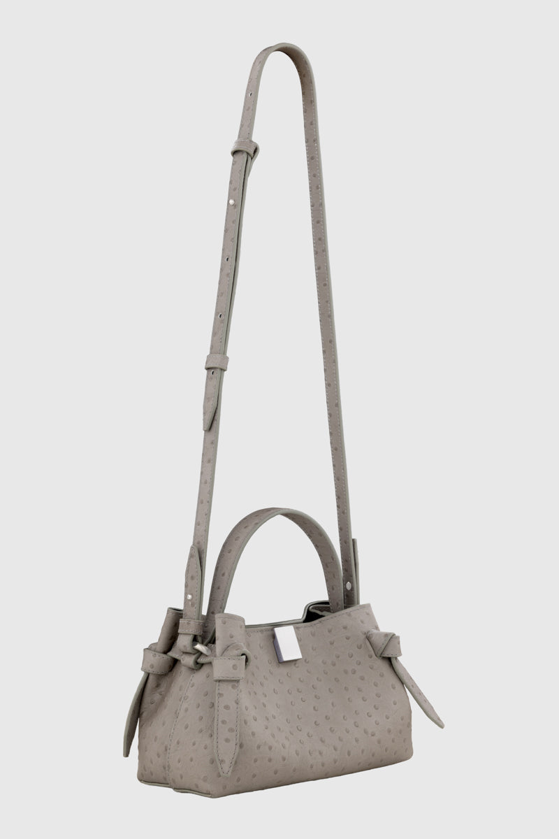 GYOZA MINI - EMBOSSED GREY OSTRICH LEATHER