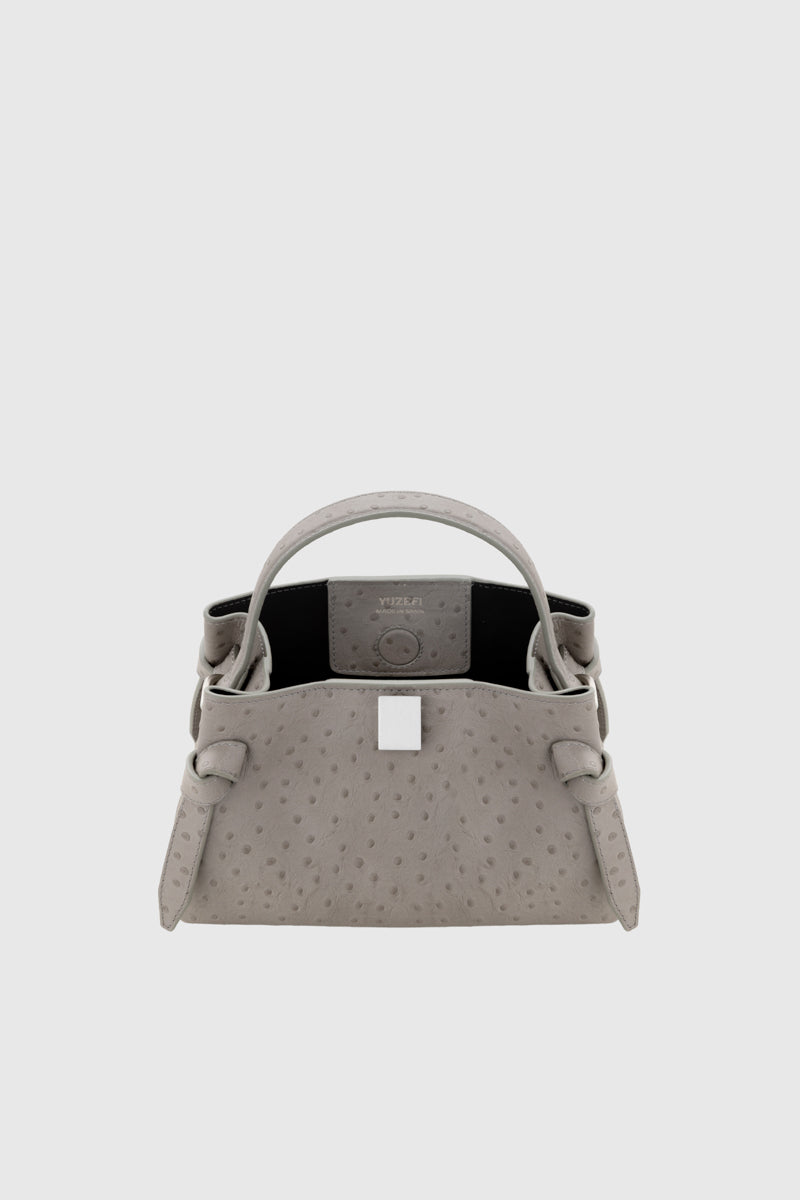 GYOZA MINI - EMBOSSED GREY OSTRICH LEATHER