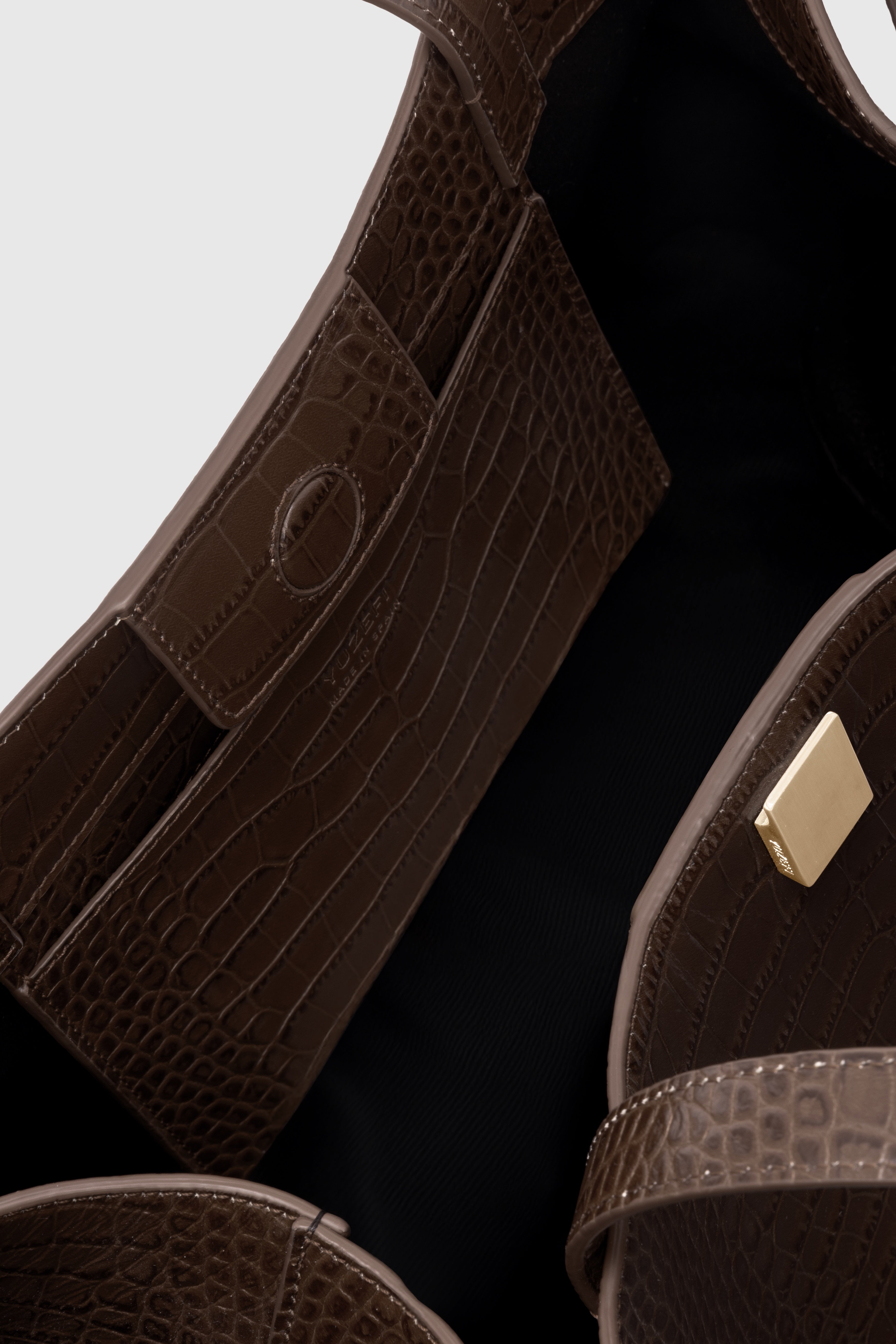 GYOZA TOTE - EMBOSSED ESPRESSO CROC LEATHER