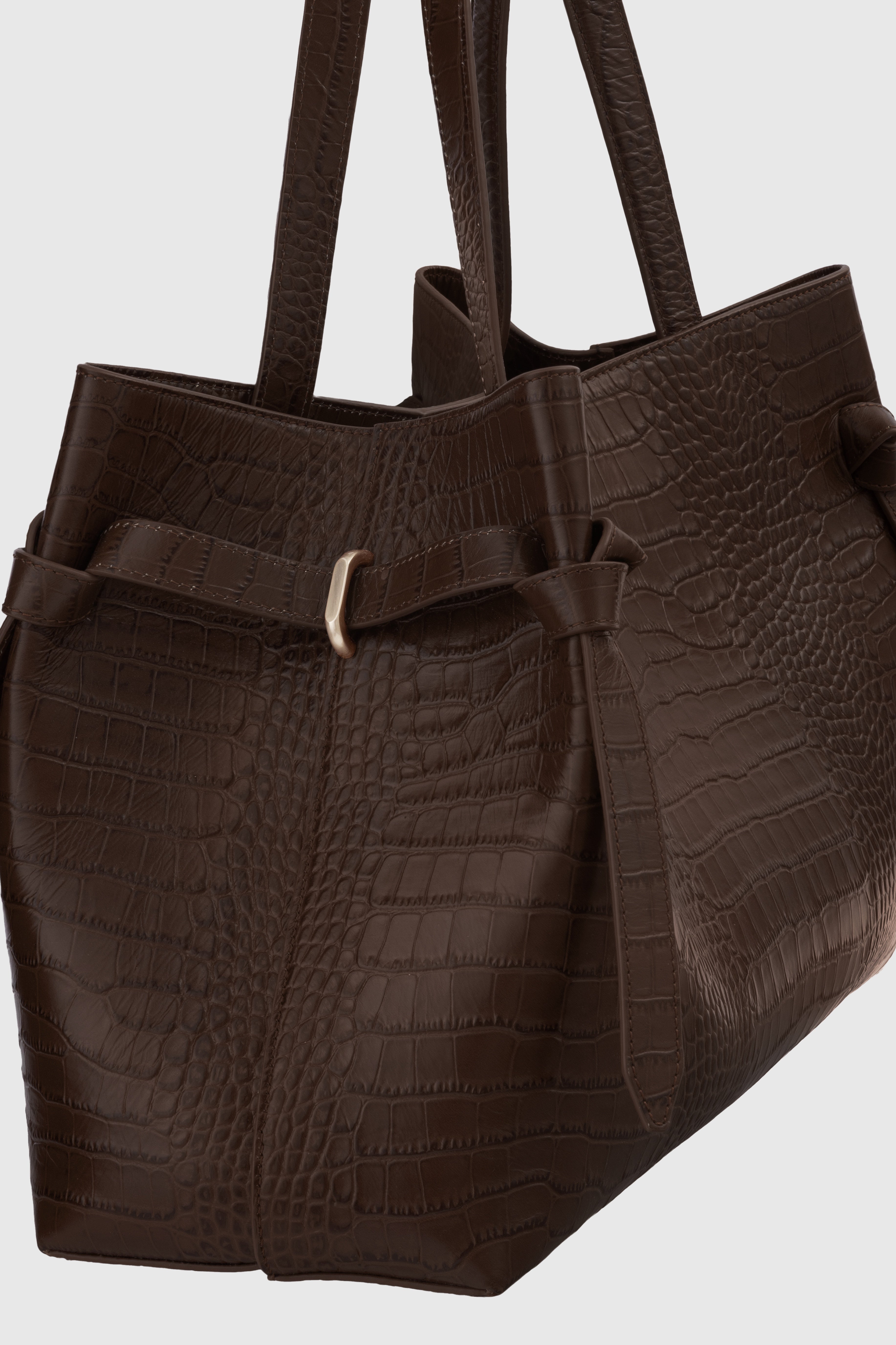 GYOZA TOTE - EMBOSSED ESPRESSO CROC LEATHER
