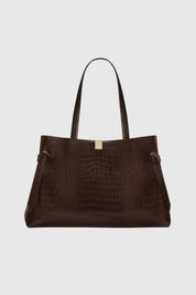 GYOZA TOTE - EMBOSSED ESPRESSO CROC LEATHER