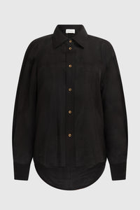 HALEH DRAPE BACK SHIRT - BLACK