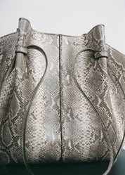 LARGE MOCHI - EMBOSSED ASH SNAKE COWHIDE LEATHER