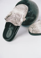 MOCHI SLIDES - EMBOSSED ASH SNAKE LEATHER
