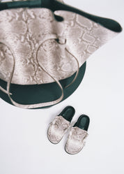 MOCHI SLIDES - EMBOSSED ASH SNAKE LEATHER