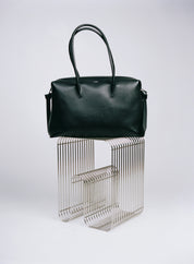 LARGE BRIOCHE DUFFLE - BLACK SMOOTH LEATHER