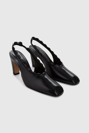 KHANE MID SLINGBACK - BLACK LEATHER