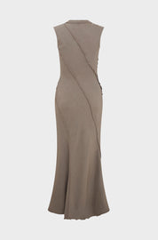 LACED UP MINI DRESS - TAUPE CREPE
