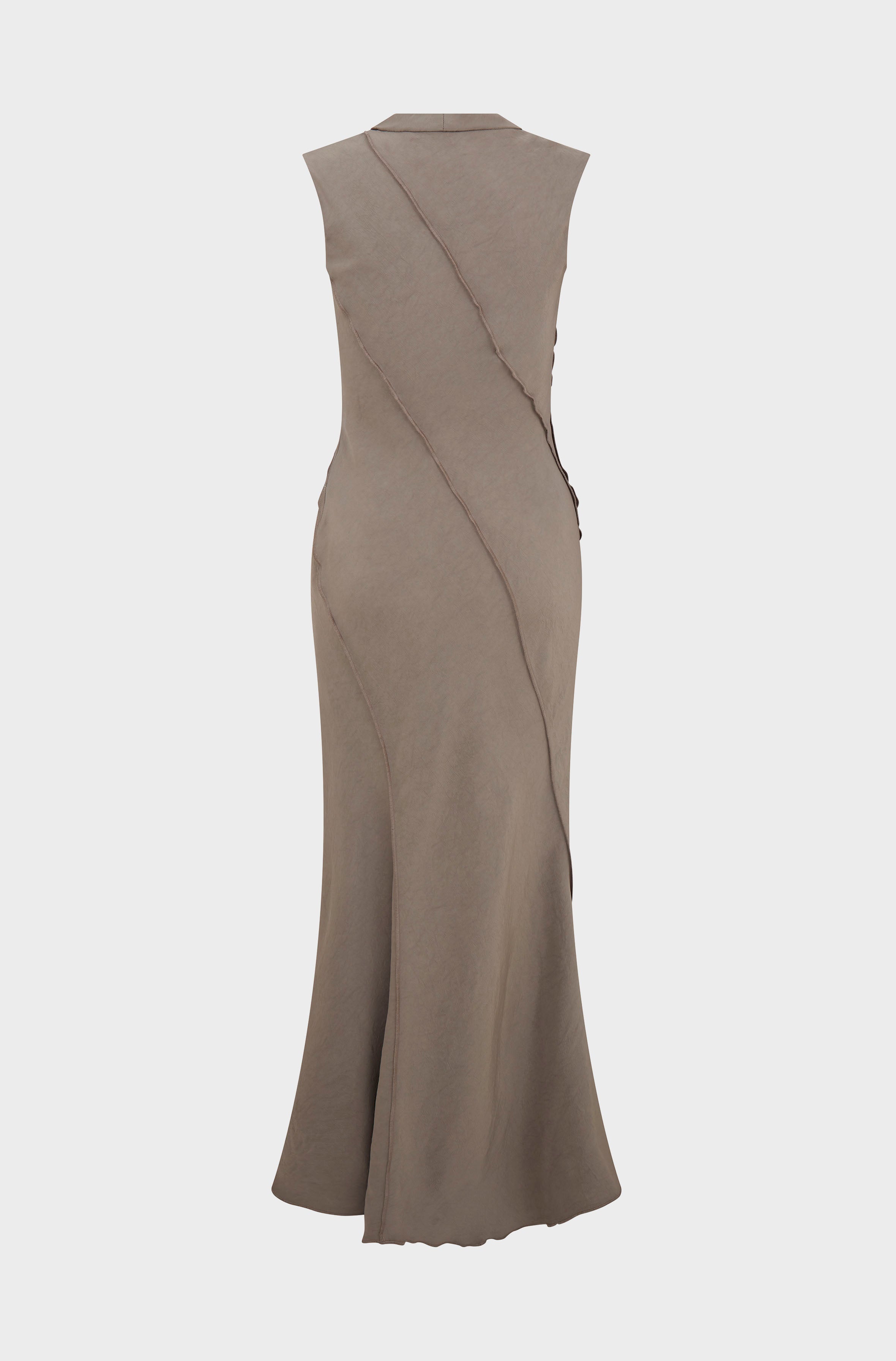 LACED UP MINI DRESS - TAUPE CREPE