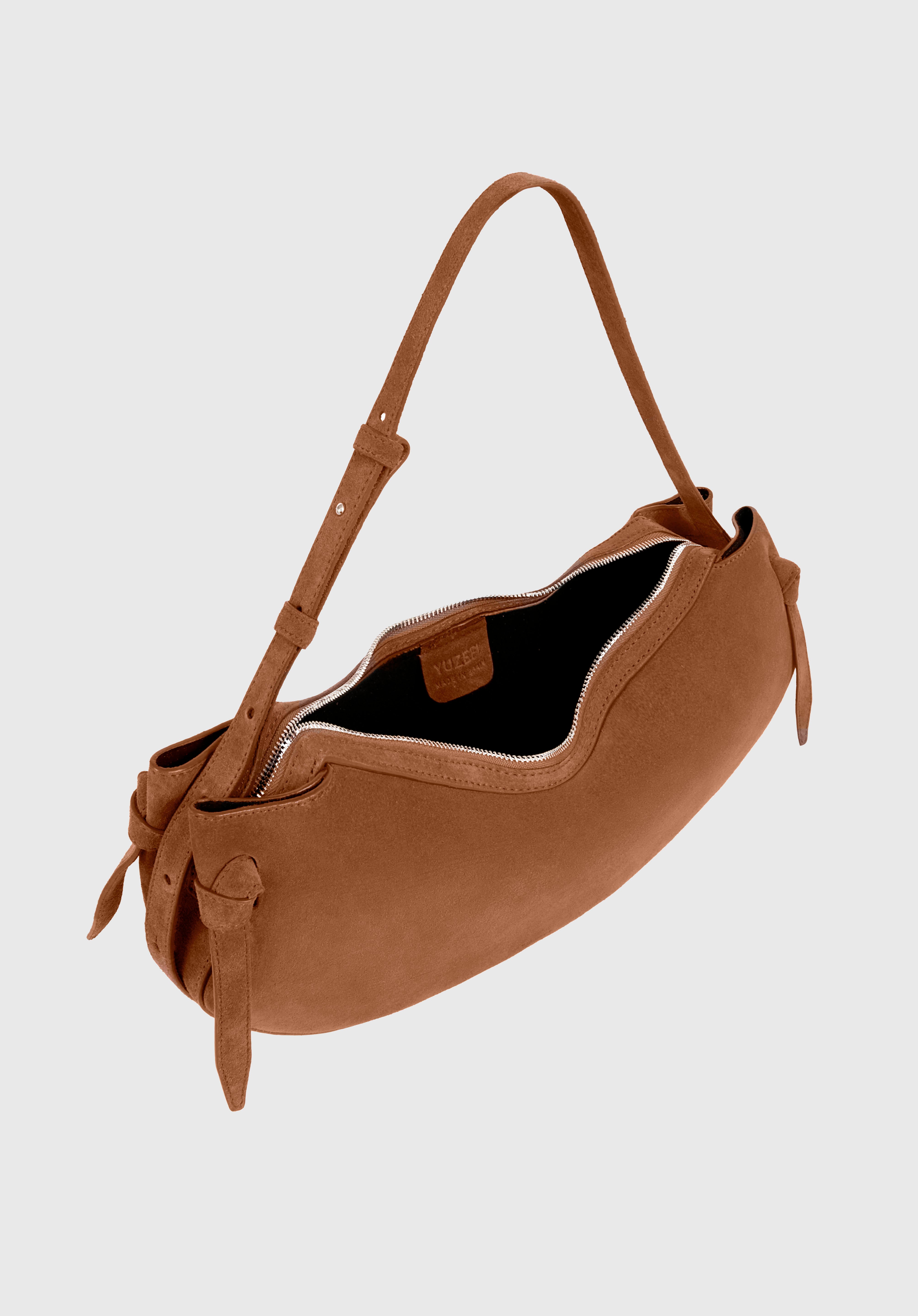 LARGE FORTUNE COOKIE - COGNAC SUEDE