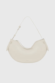 LARGE FORTUNE COOKIE - CREAM PEBBLE GRAINED LEATHER