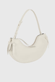 LARGE FORTUNE COOKIE - CREAM PEBBLE GRAINED LEATHER