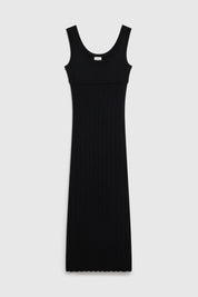 LENA TUCK STITCH MAXI DRESS - BLACK