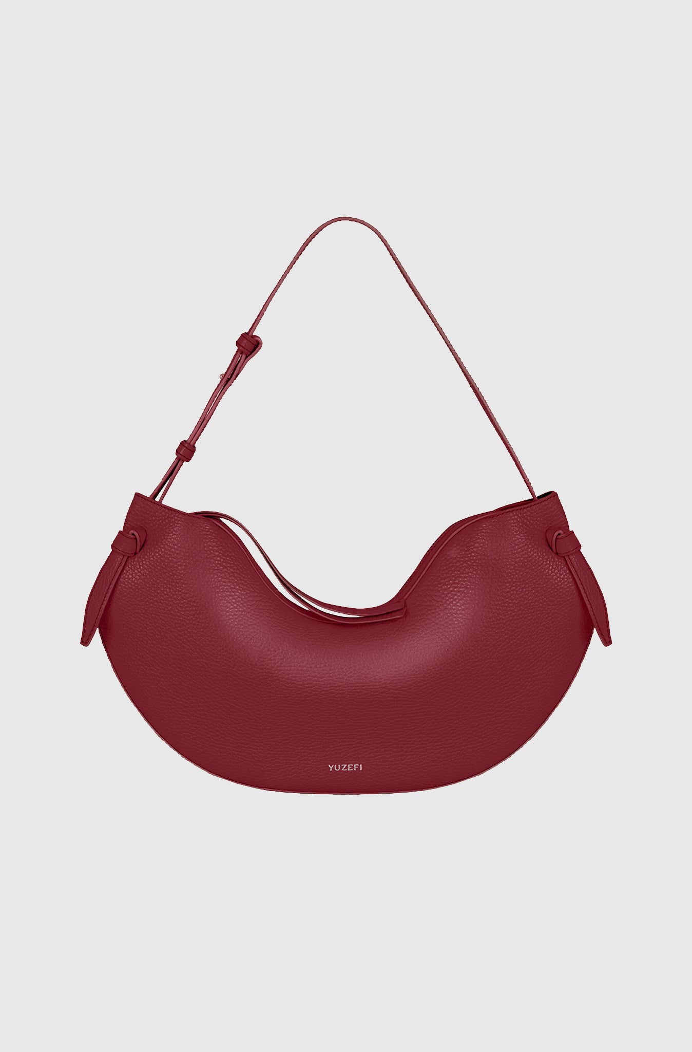 LARGE FORTUNE COOKIE - CRANBERRY PEBBLE GRAINED LEATHER