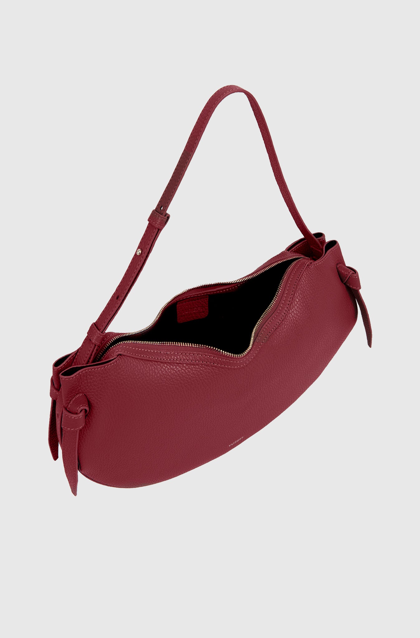 LARGE FORTUNE COOKIE - CRANBERRY PEBBLE GRAINED LEATHER