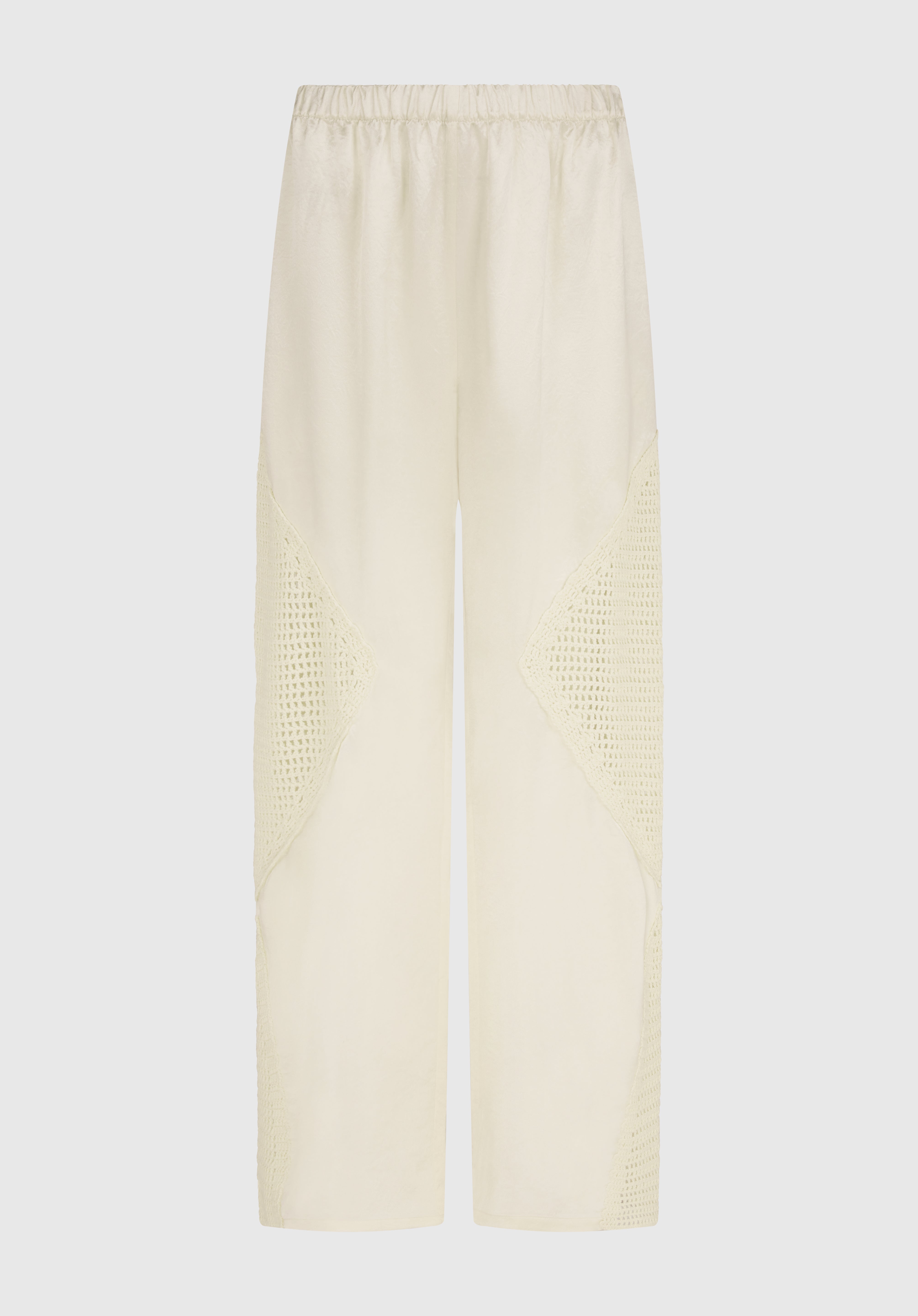 LORI SATEEN CROCHET TROUSERS - IVORY