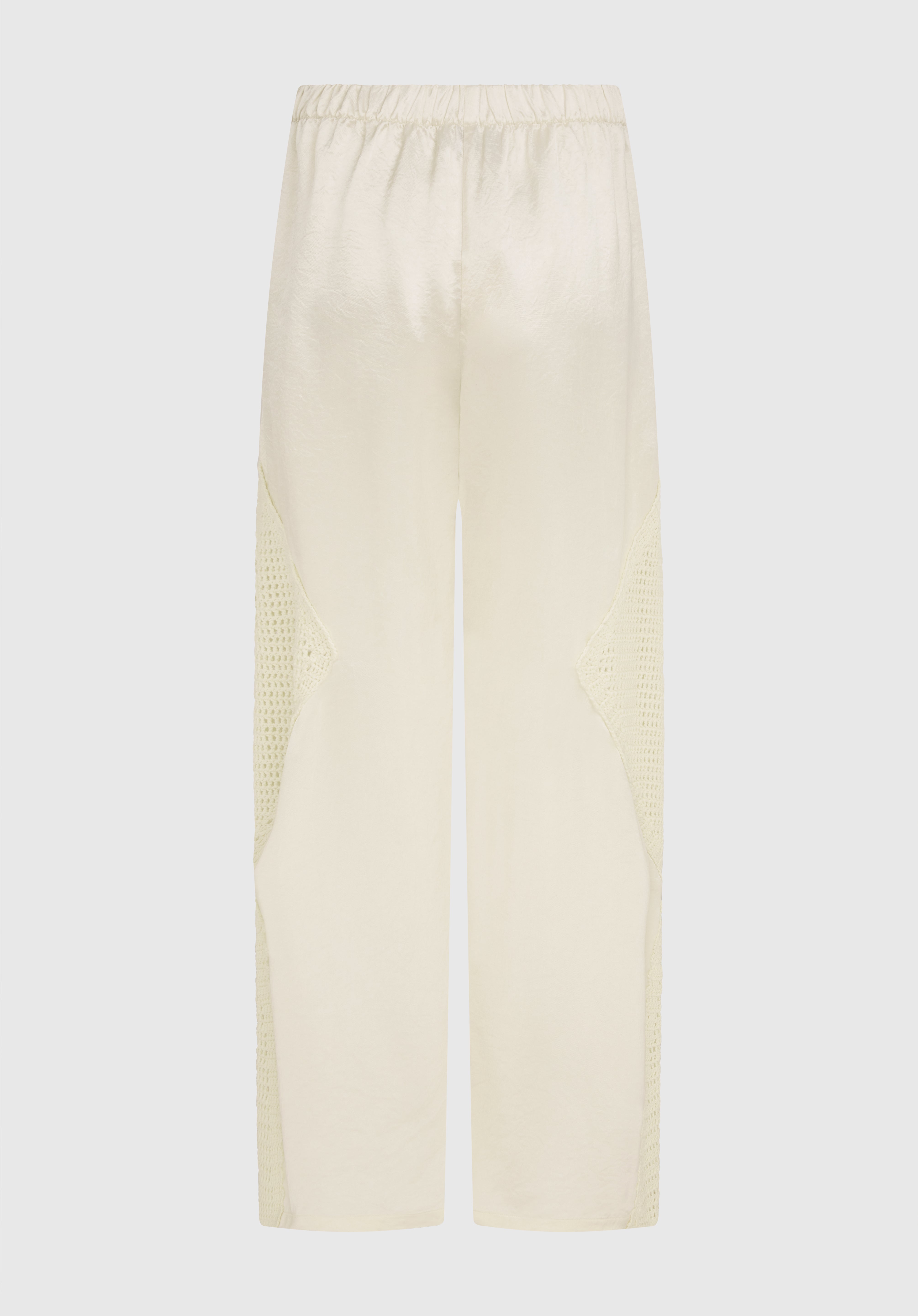 LORI SATEEN CROCHET TROUSERS - IVORY
