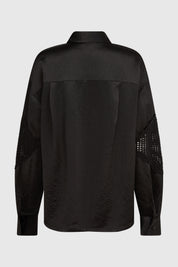 LUMI SATEEN CROCHET SHIRT - BLACK