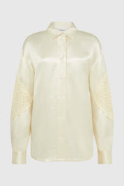 LUMI SATEEN CROCHET SHIRT - IVORY