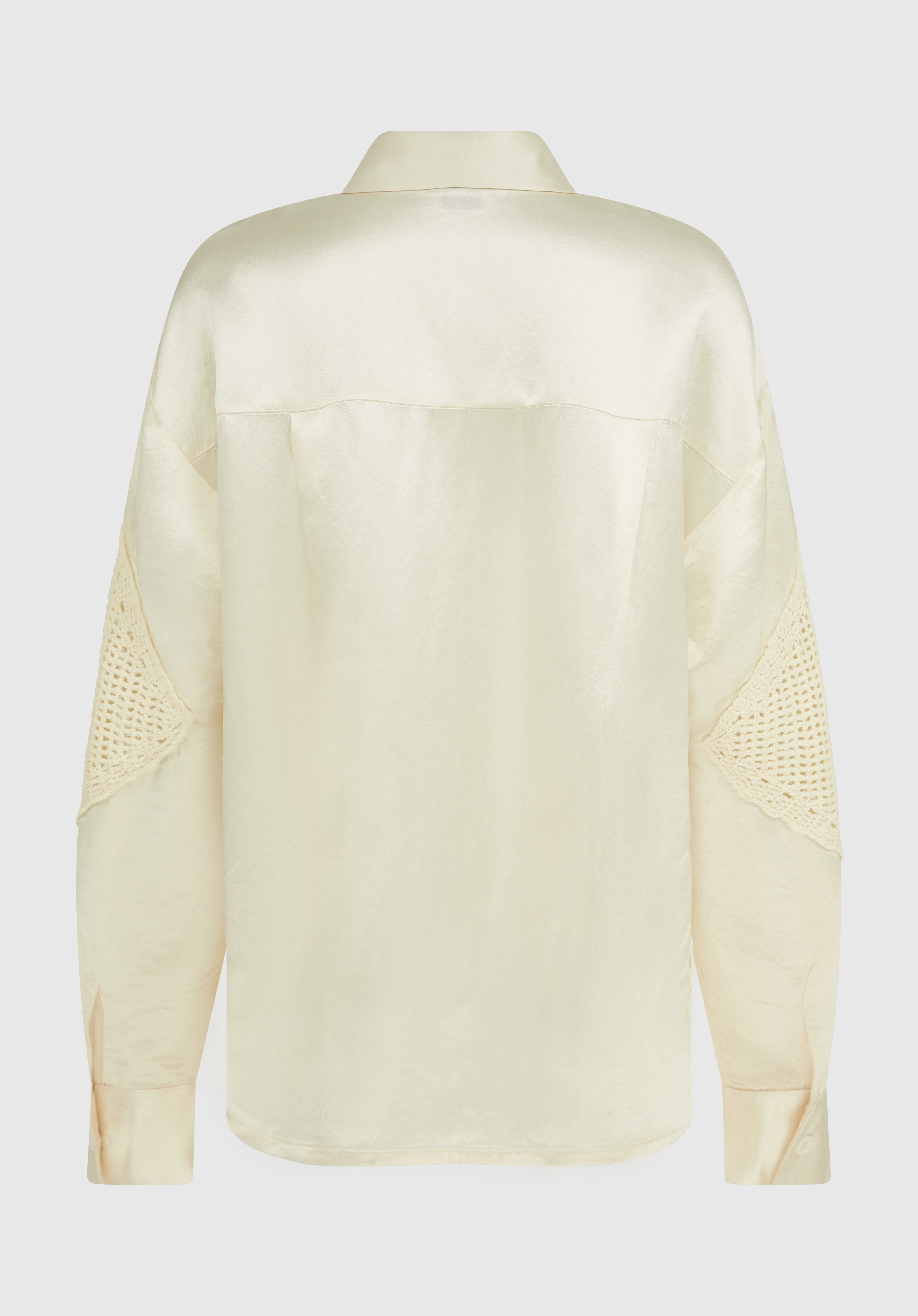LUMI SATEEN CROCHET SHIRT - IVORY