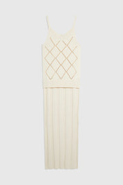 MARGOT FITTED PLEATED STRAP DRESS - OATMEAL