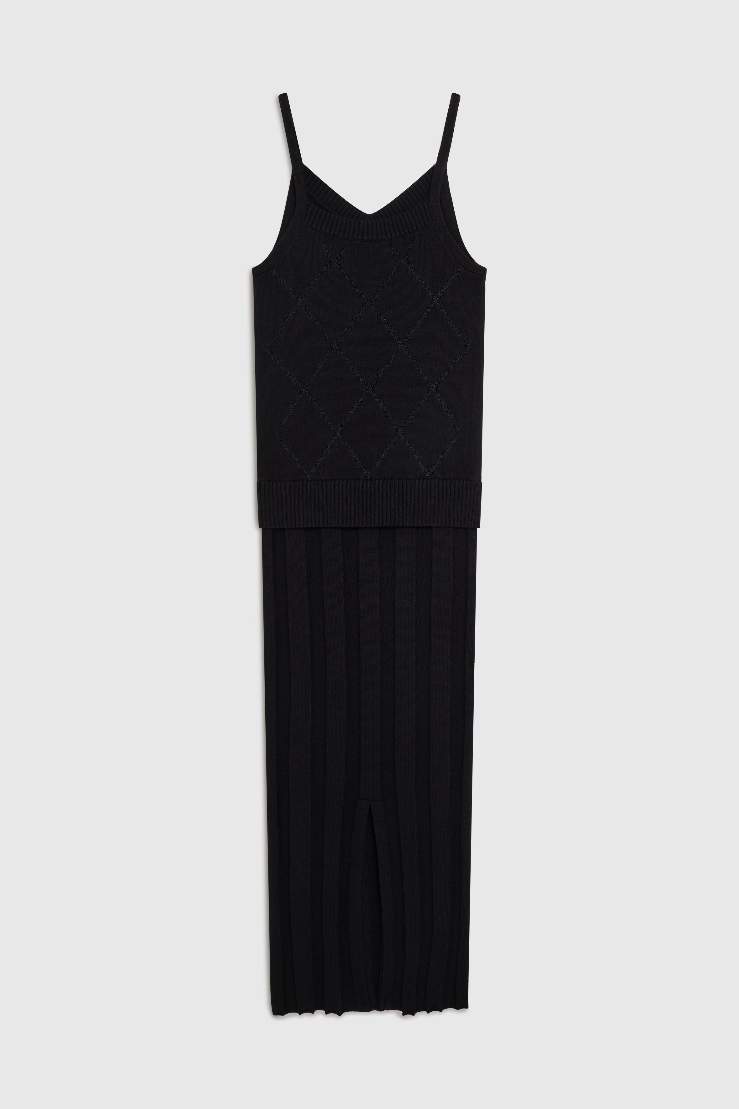 MARGOT FITTED PLEATED STRAP DRESS - BLACK