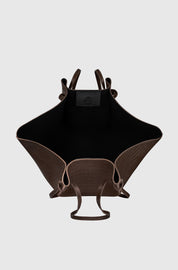 LARGE MOCHI - EMBOSSED ESPRESSO CROC LEATHER