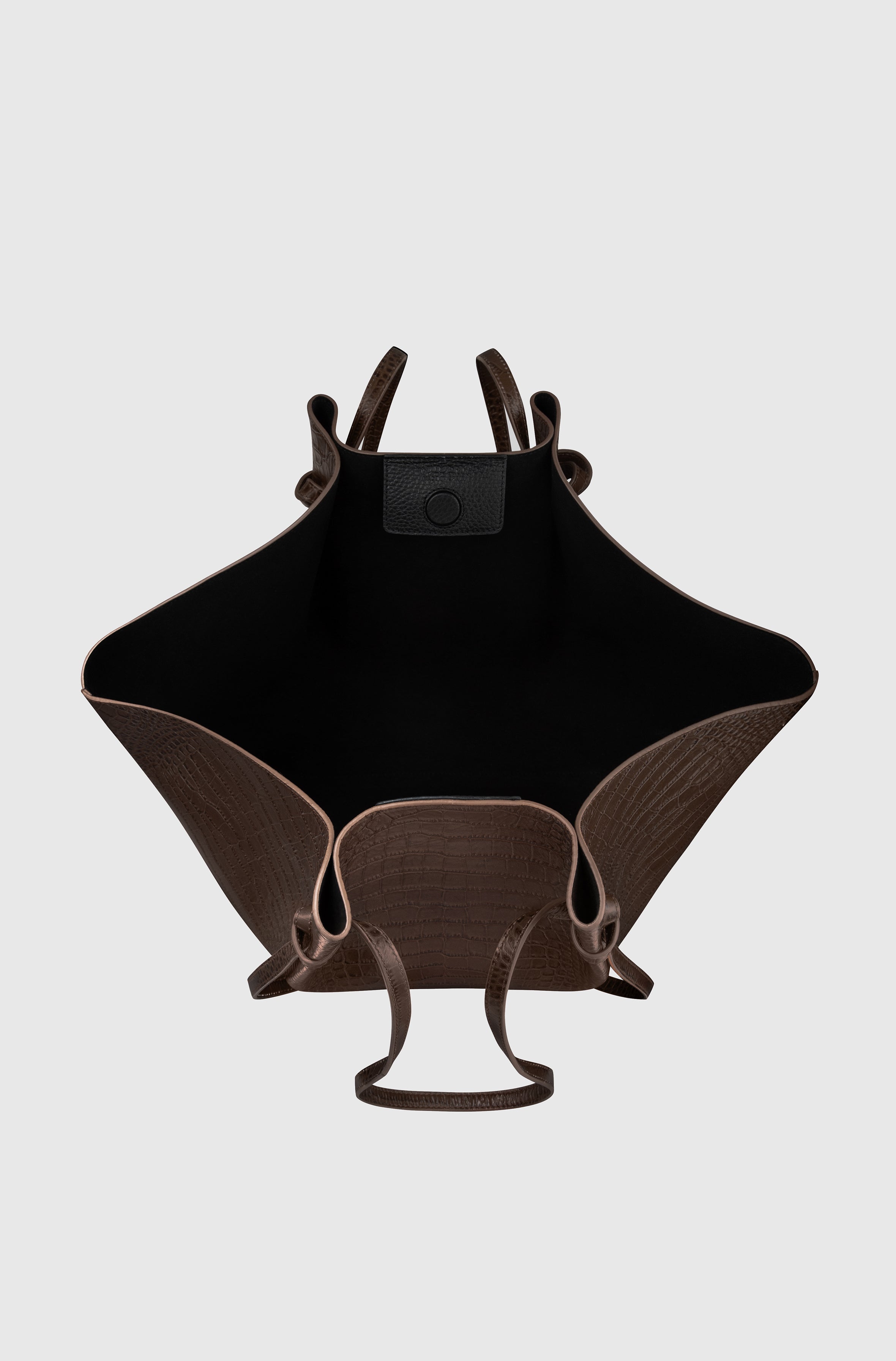 LARGE MOCHI - EMBOSSED ESPRESSO CROC LEATHER