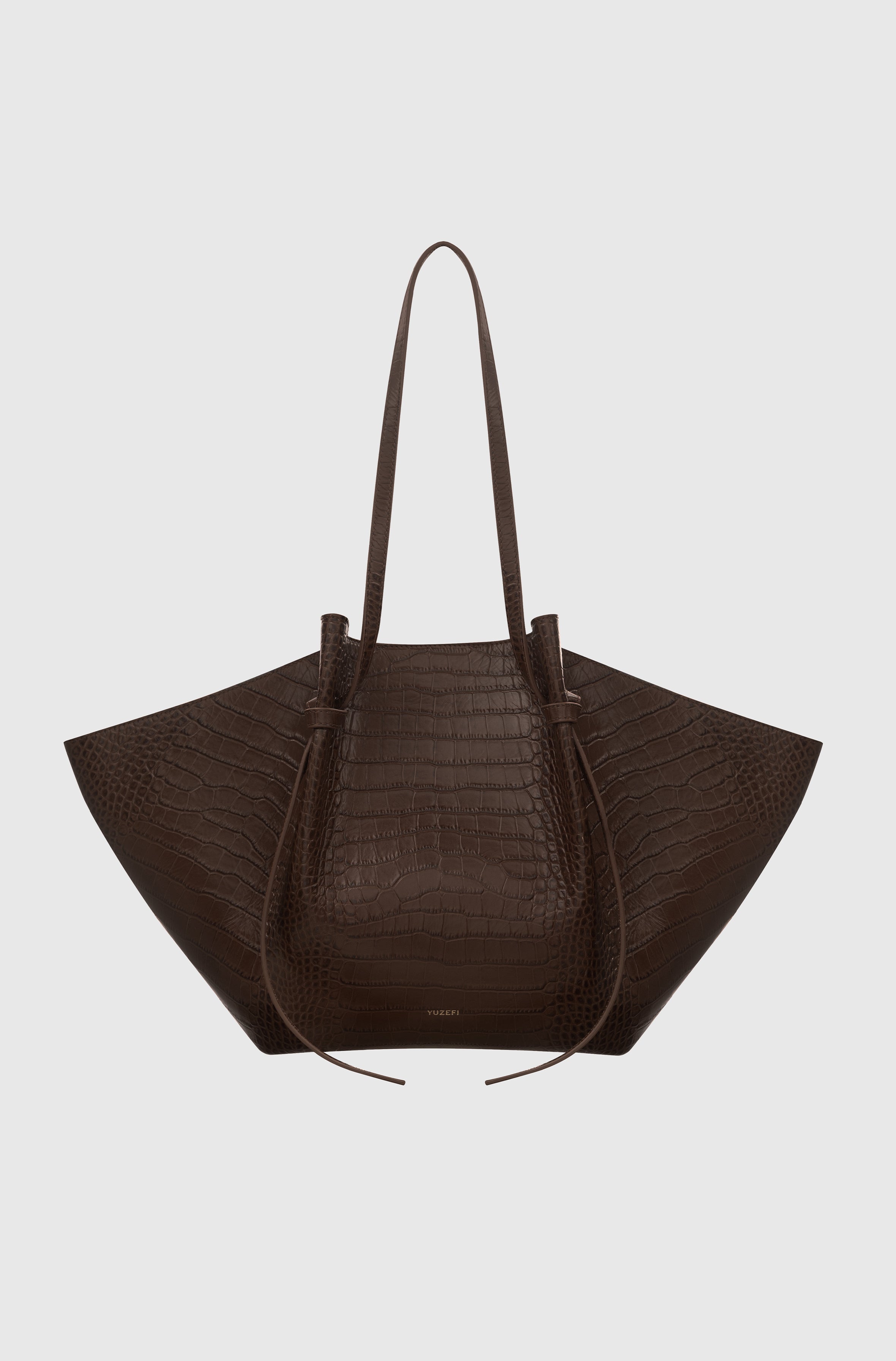 LARGE MOCHI - EMBOSSED ESPRESSO CROC LEATHER