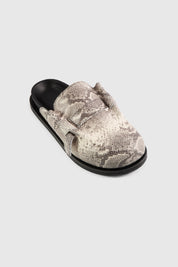 MOCHI SLIDES - EMBOSSED ASH SNAKE LEATHER