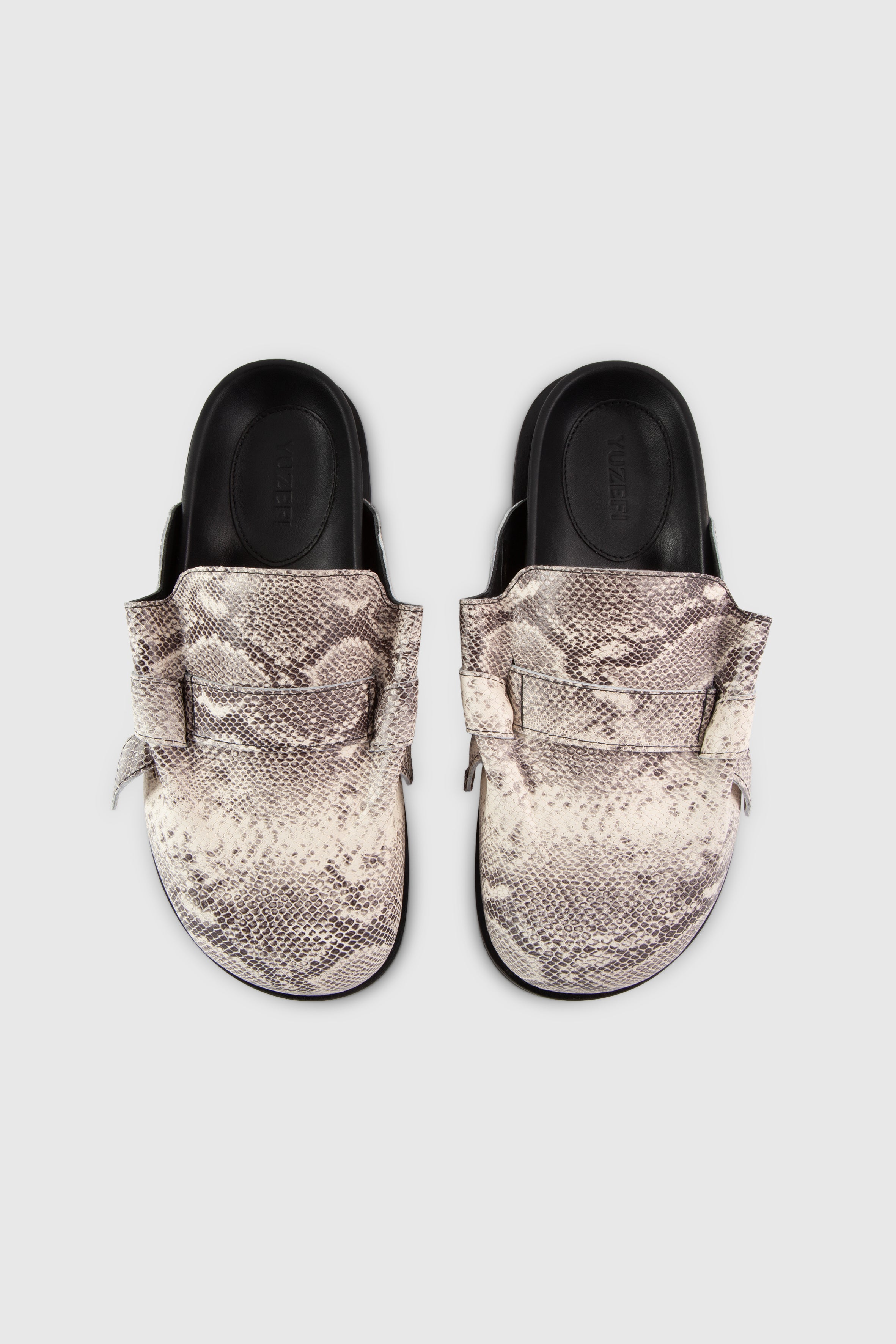 MOCHI SLIDES - EMBOSSED ASH SNAKE LEATHER