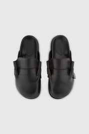 MOCHI SLIDES - BLACK LEATHER