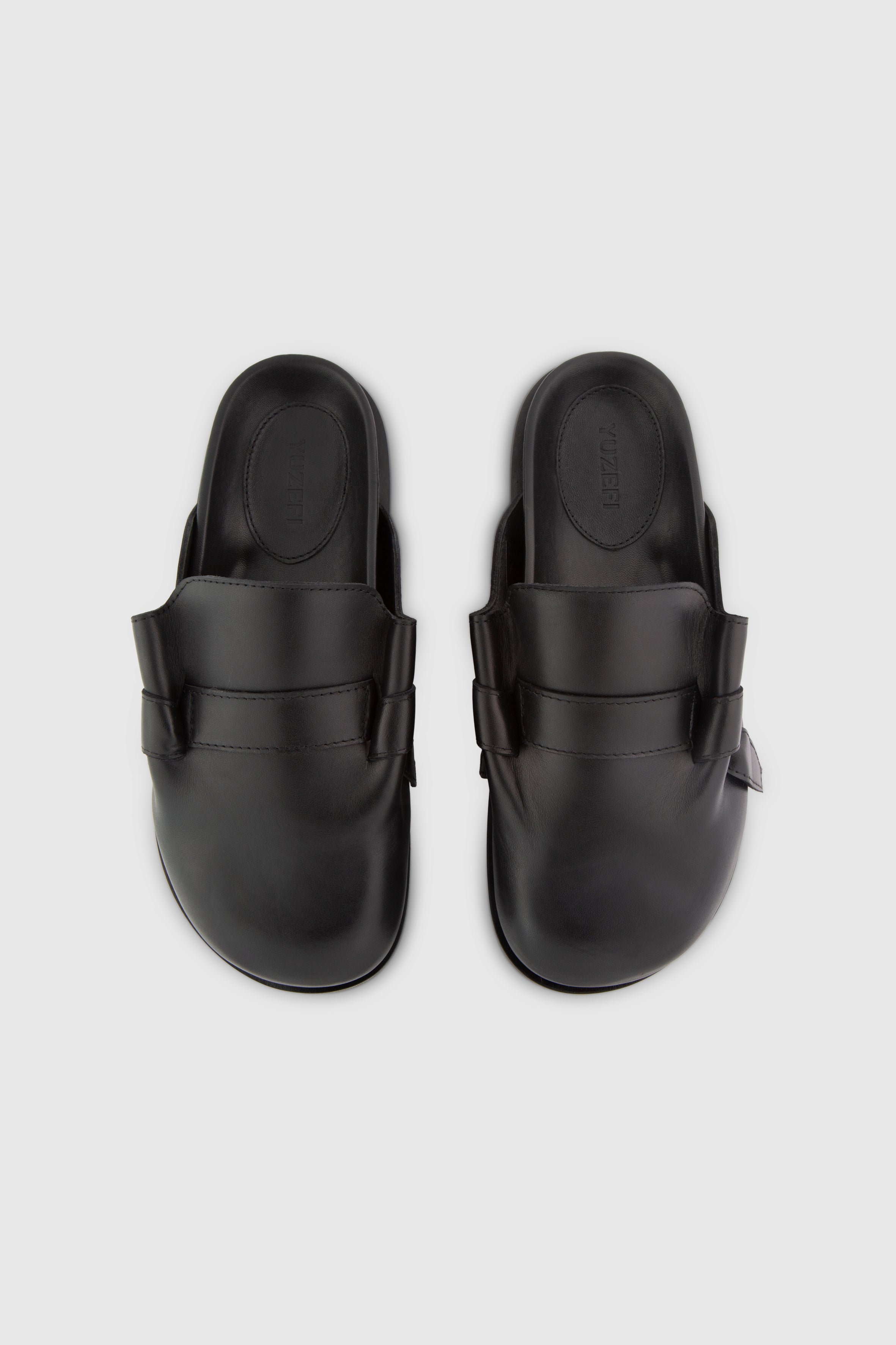 MOCHI SLIDES - BLACK LEATHER