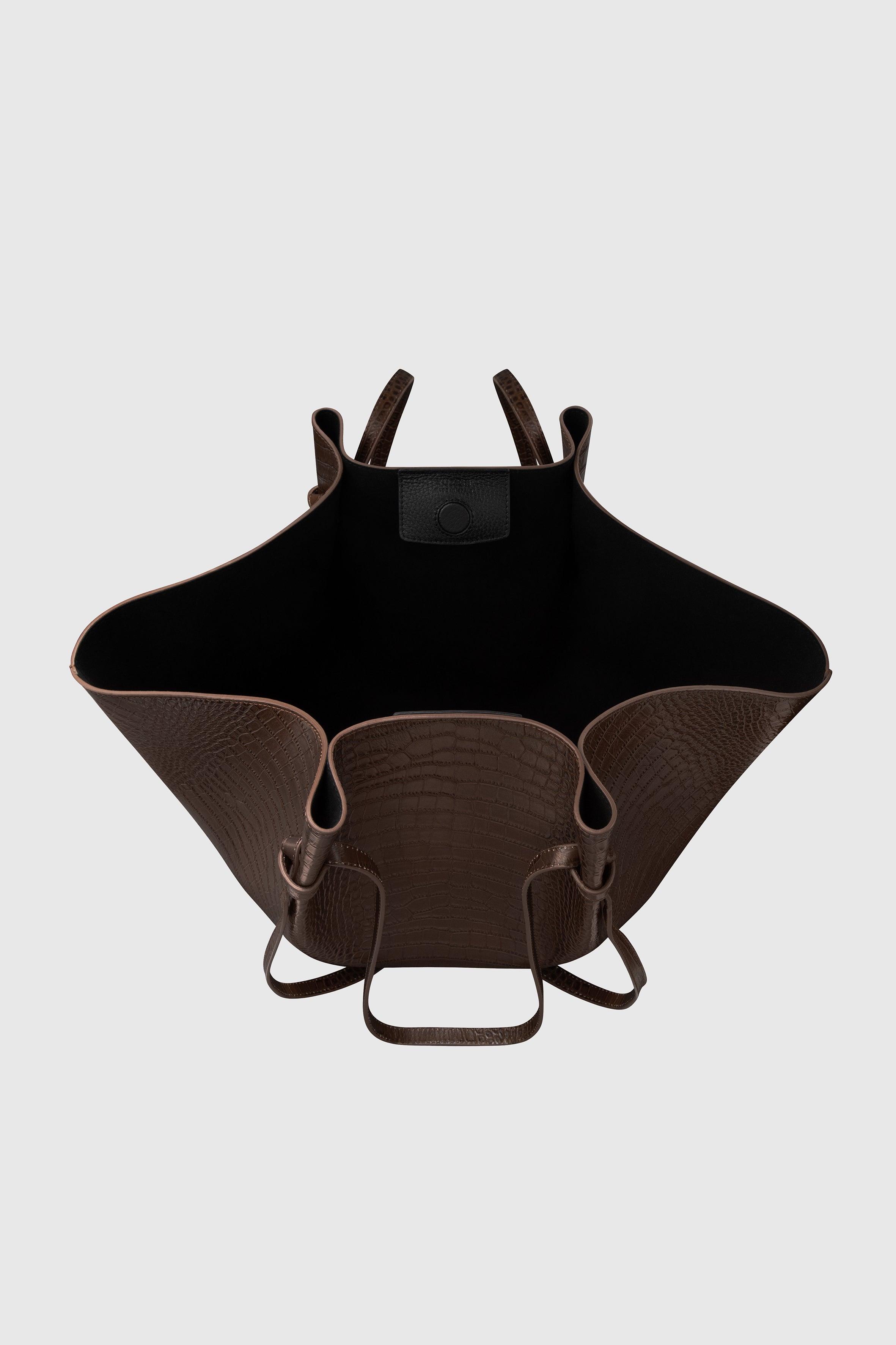 XL MOCHI - EMBOSSED ESPRESSO CROC LEATHER