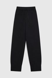 NOEMI INTARSIA RIB HEM TROUSERS - BLACK